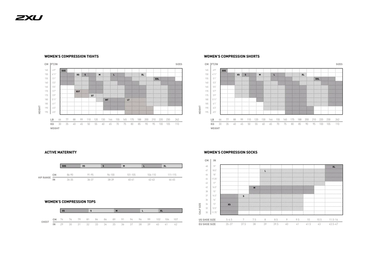 2XU Damen Mid-Rise Compression Tights, Black/Cranberry