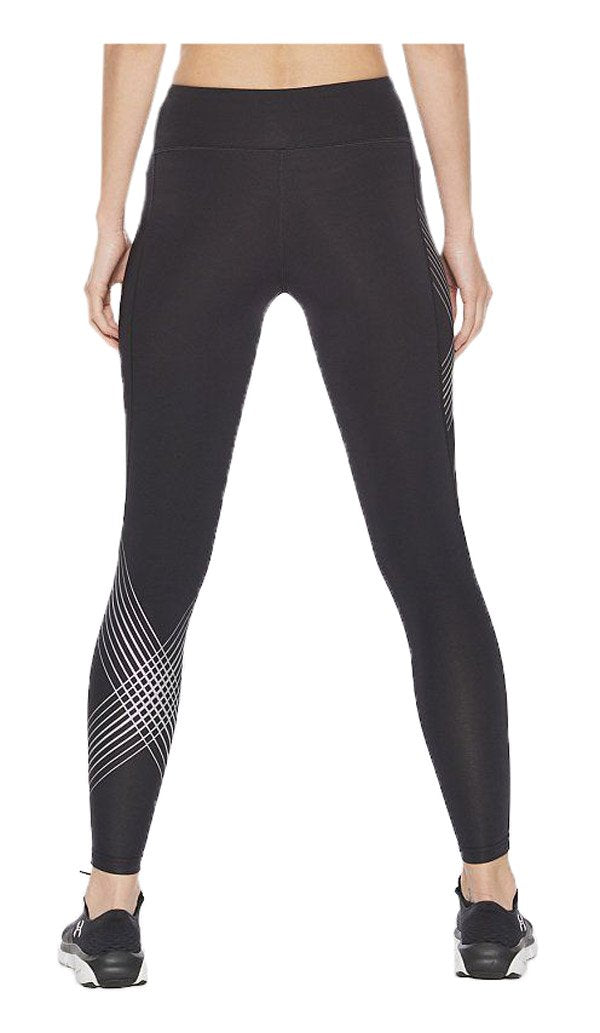 2XU Damen Mid-Rise Compression Tights, Black/Zephyr Chrome XLogo