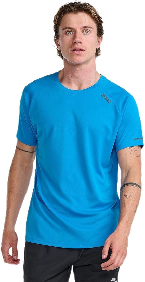 2XU Aero Tee, Laufshirt, Herren, Lake Blue/Black Reflective