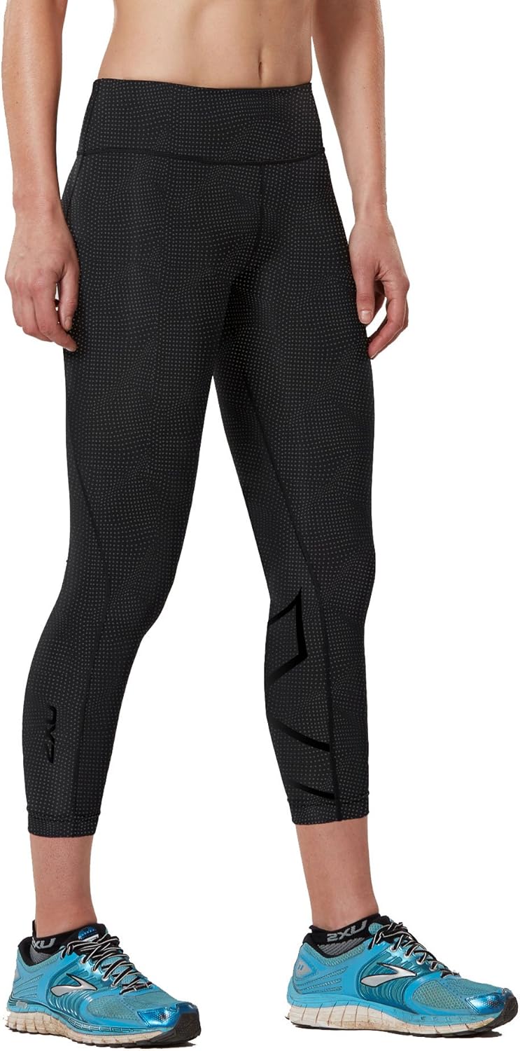 2XU Print Fitness Mid-Rise Compression 7/8 Tights, Damen, Black 3D Dots/Nero