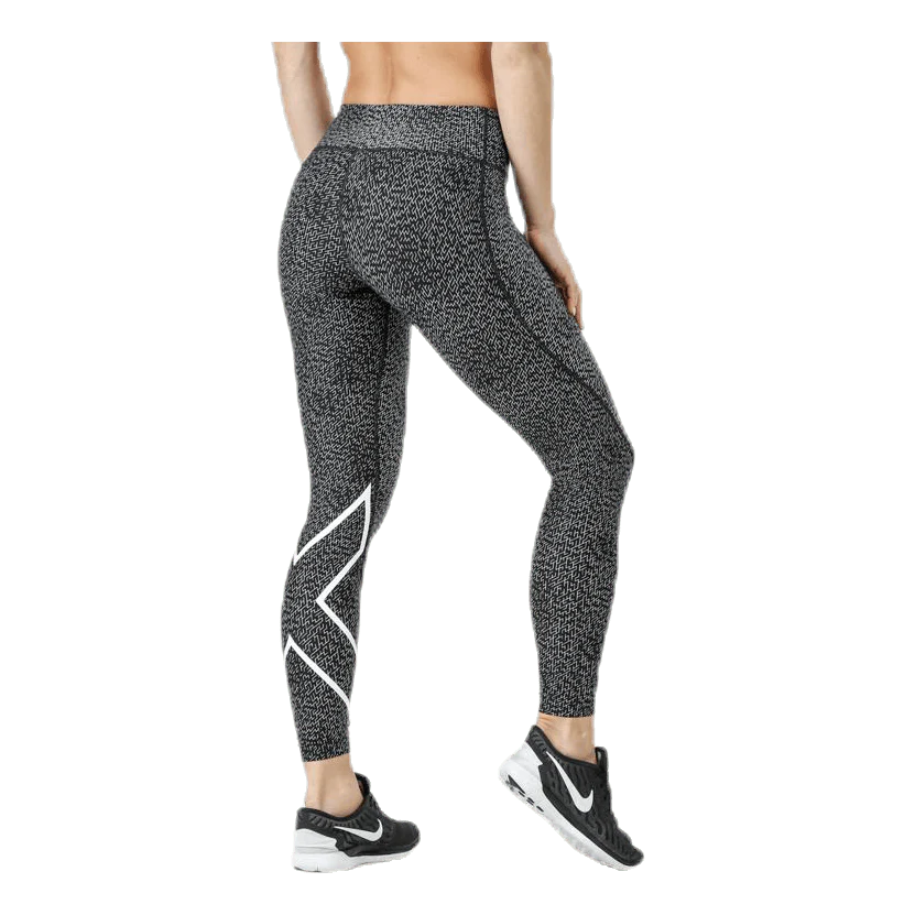 2XU Print Fitness Mid-Rise Compression 7/8 Tights, Damen, White Mountain/White