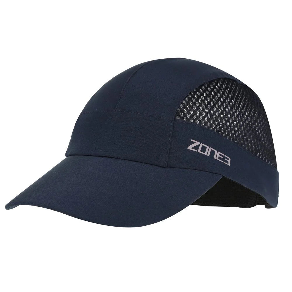 Zone3 Lightweight Mesh Triathlon and Running Baseball Cap, Navy/Silver