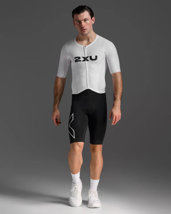 2XU Light Speed React Sleeved Trisuit, Herren, Black/White