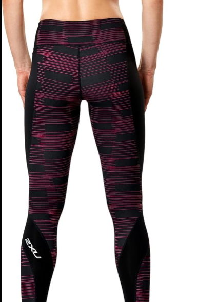 2XU Fitness Compression 7/8 Tights, Damen, Black/Peacock Pink Broken Line