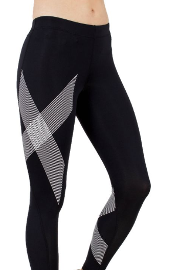 2XU Damen Mid-Rise Compression 7/8 Tights, Black/Striped White
