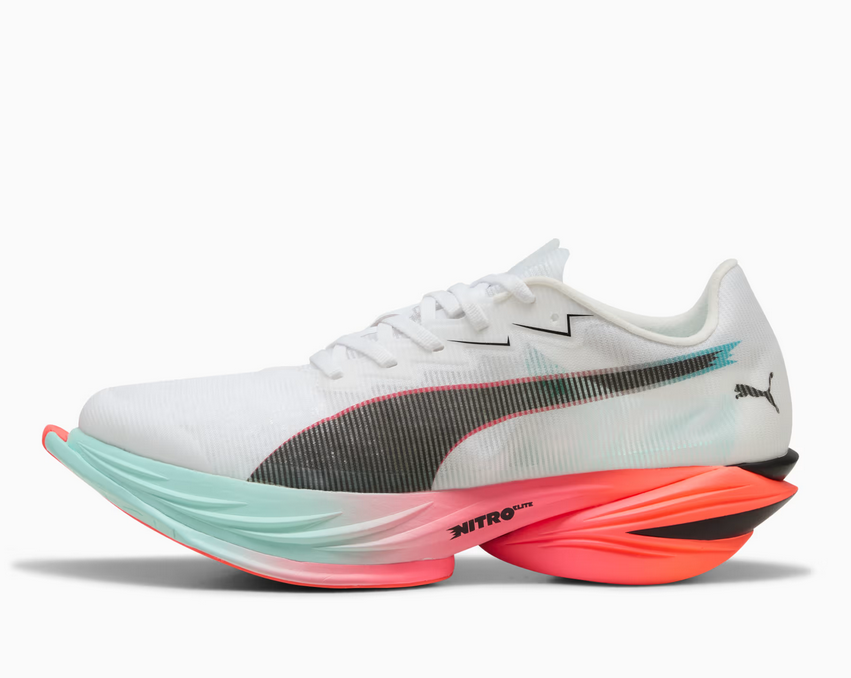 Puma FAST-R NITRO Elite 3, Laufschuhe, Herren, Puma White/Glowing Red/Mint Melt