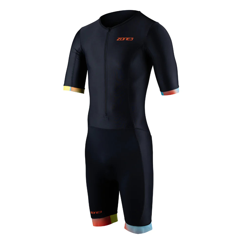 Zone3 Men's Activate Plus Short Sleeve Trisuit, Black/Neon