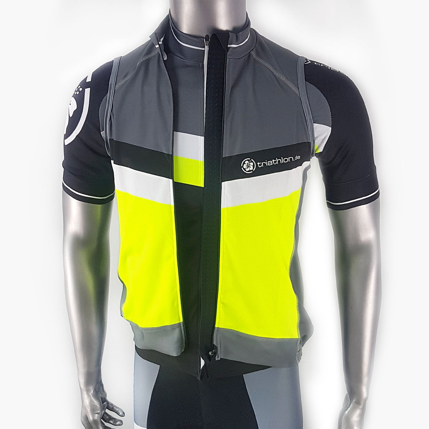 triathlon.de Elite Radweste, Herren, schwarz/grau/gelb