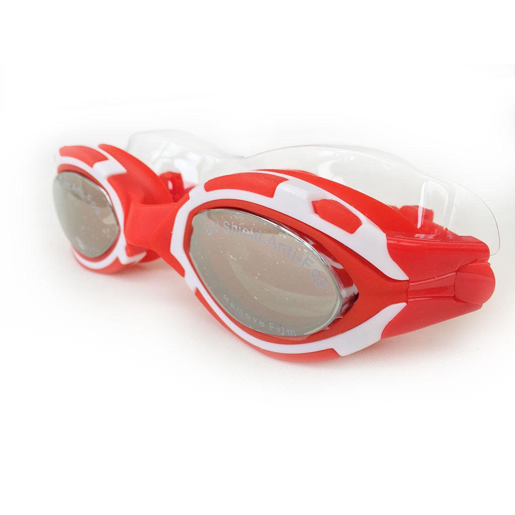 triathlon.de Schwimmbrille, Goggles, rot/weiß