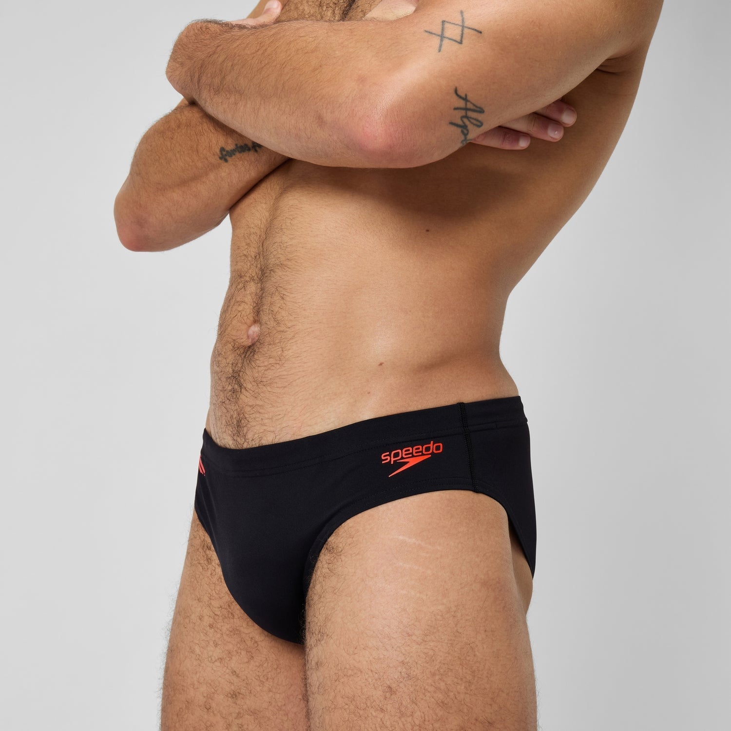 Speedo Badehose mit Tech-Einsätzen, Herren, schwarz/rot