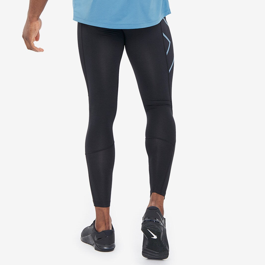 2XU Run Dash Compression Tights, Herren, Laufhose,  Black/Denim Reflective