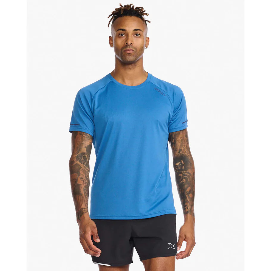 2XU Aero Tee, Laufshirt, Herren, Starling/Medieval Blue Reflect