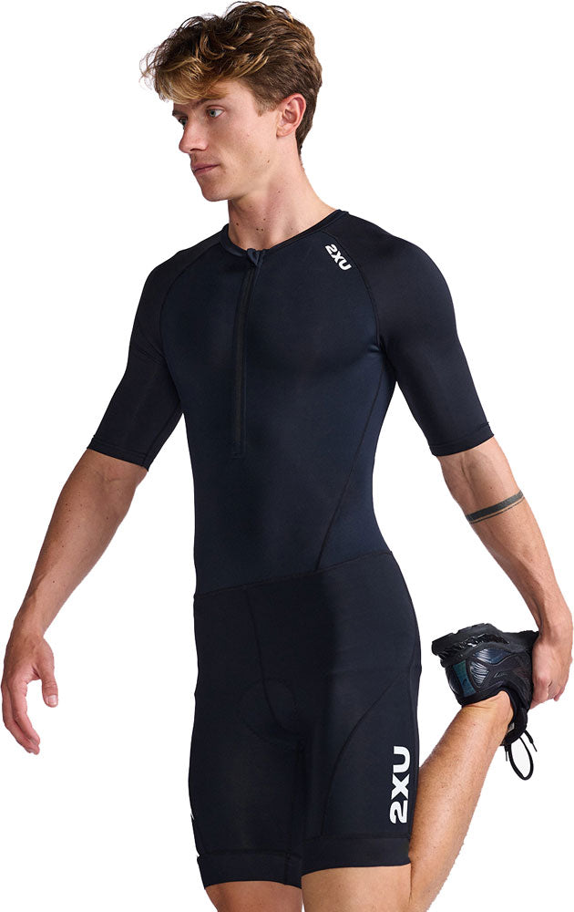 2XU Core Sleeved Trisuit, men, black/white black/white 