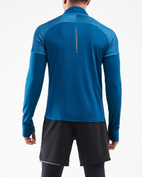 2XU GHST 1/2 Zip Longsleeve, Herren, Poseidon/Ultra Aqua