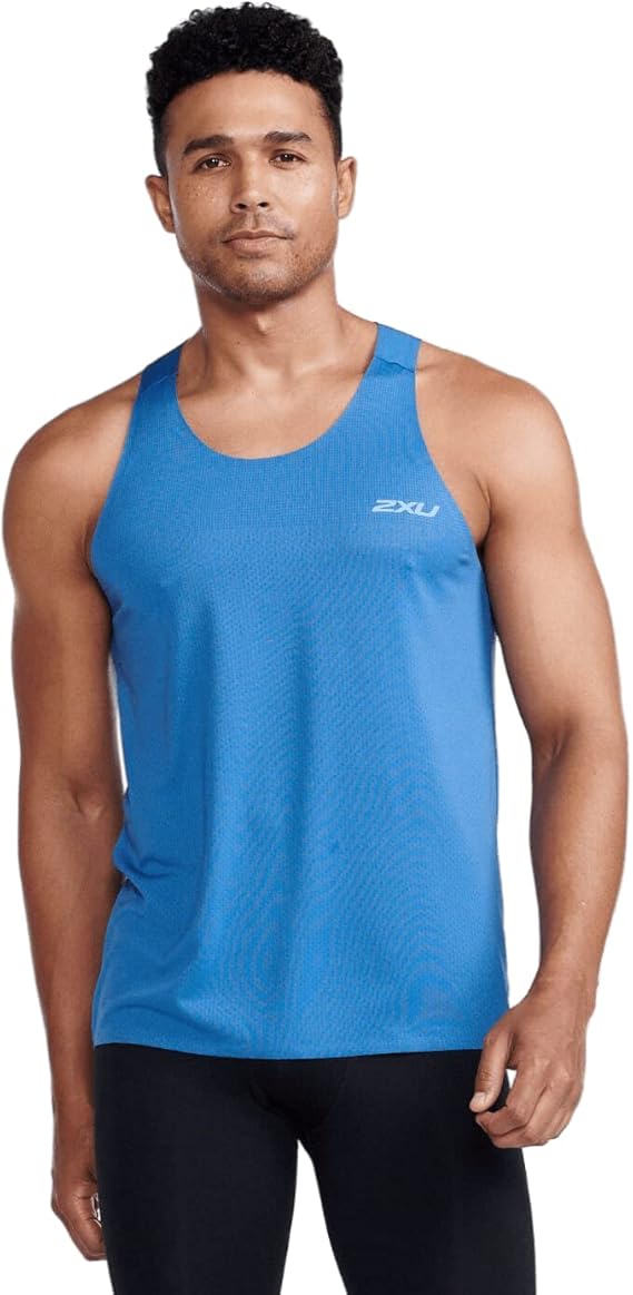 2XU Light Speed Tech Singlet, Herren, Starling/Black Reflective