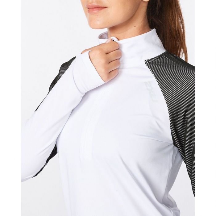 2XU Light Speed 1/2 Zip, Longsleeve, Damen, weiß/schwarz/reflektierend