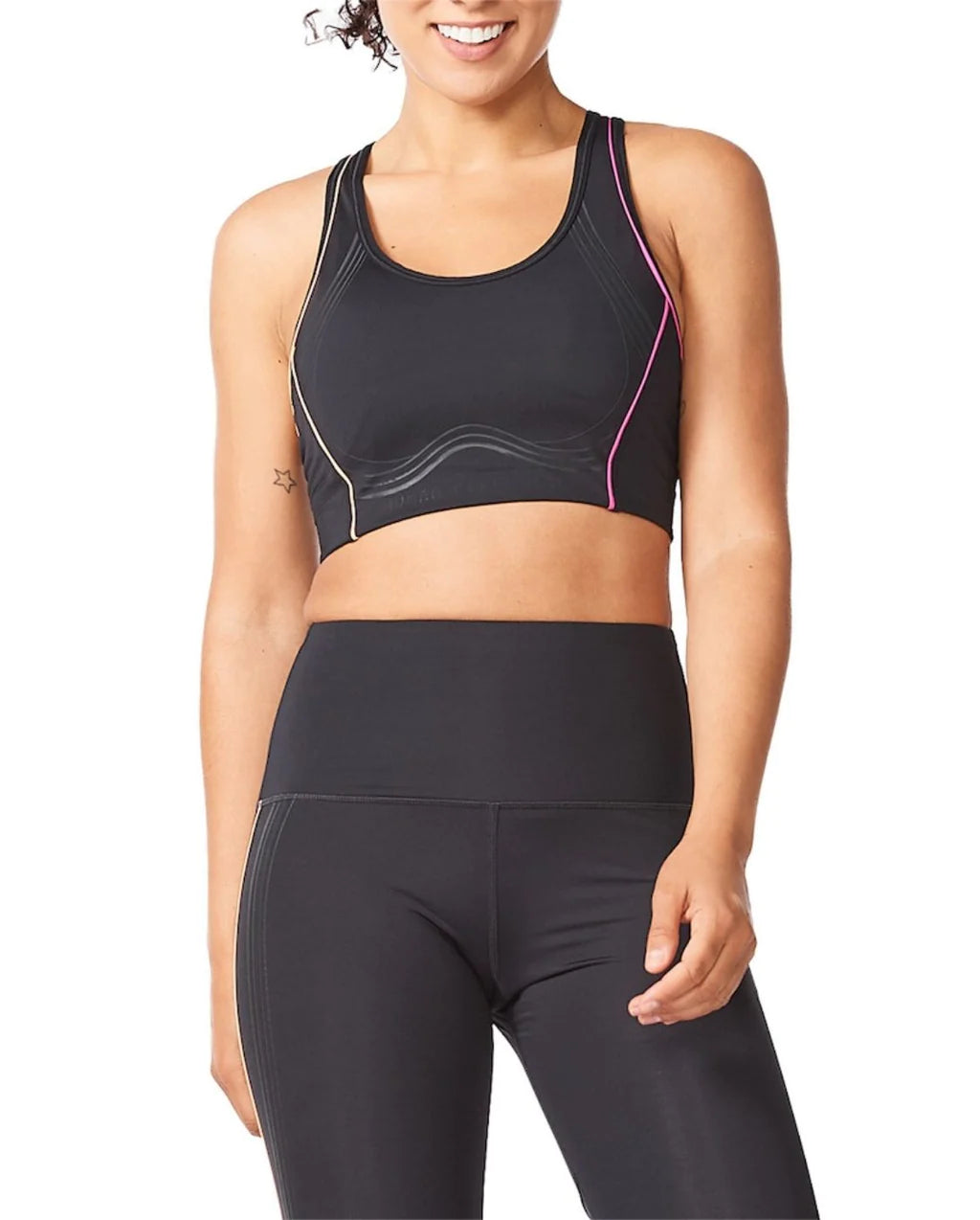 2XU Motion Digi-Pop Crop, Damen, schwarz/magenta