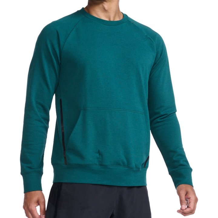 2XU Motion Crew, Sweatshirt, Herren, Deep Jade/Black