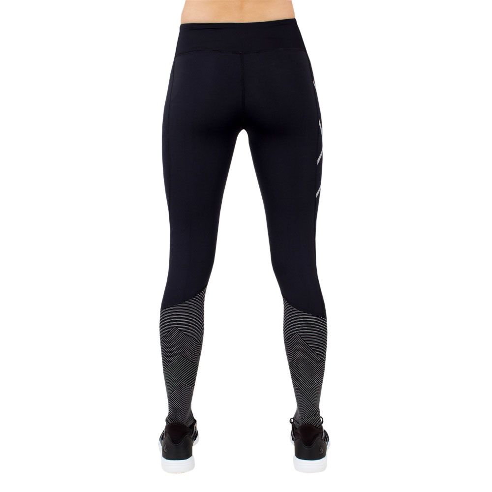 2XU Mid-Rise Reflect Compression Tights, Damen, Black/Silver Reflective