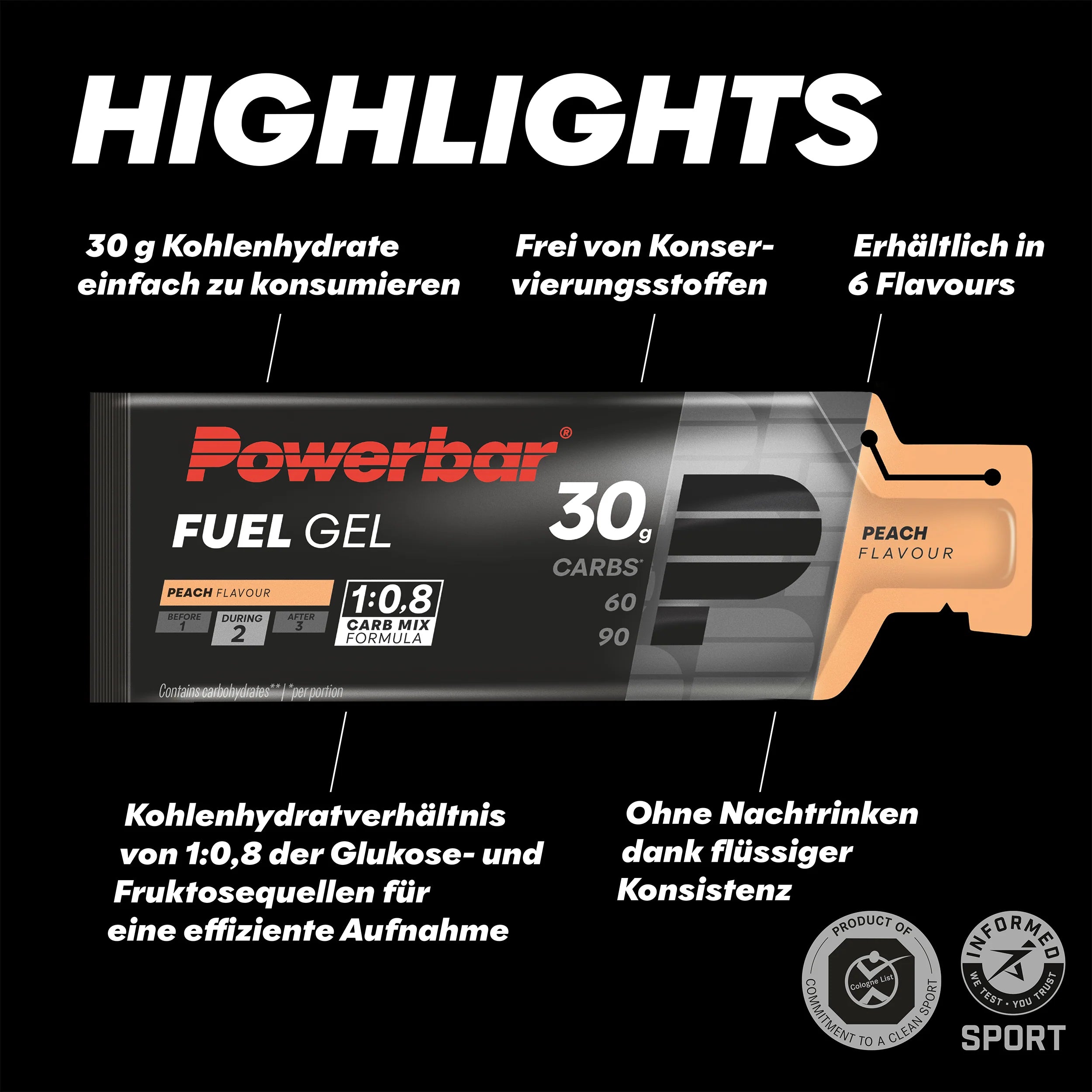 Powerbar Fuel Gel 30, Peach, 50ml