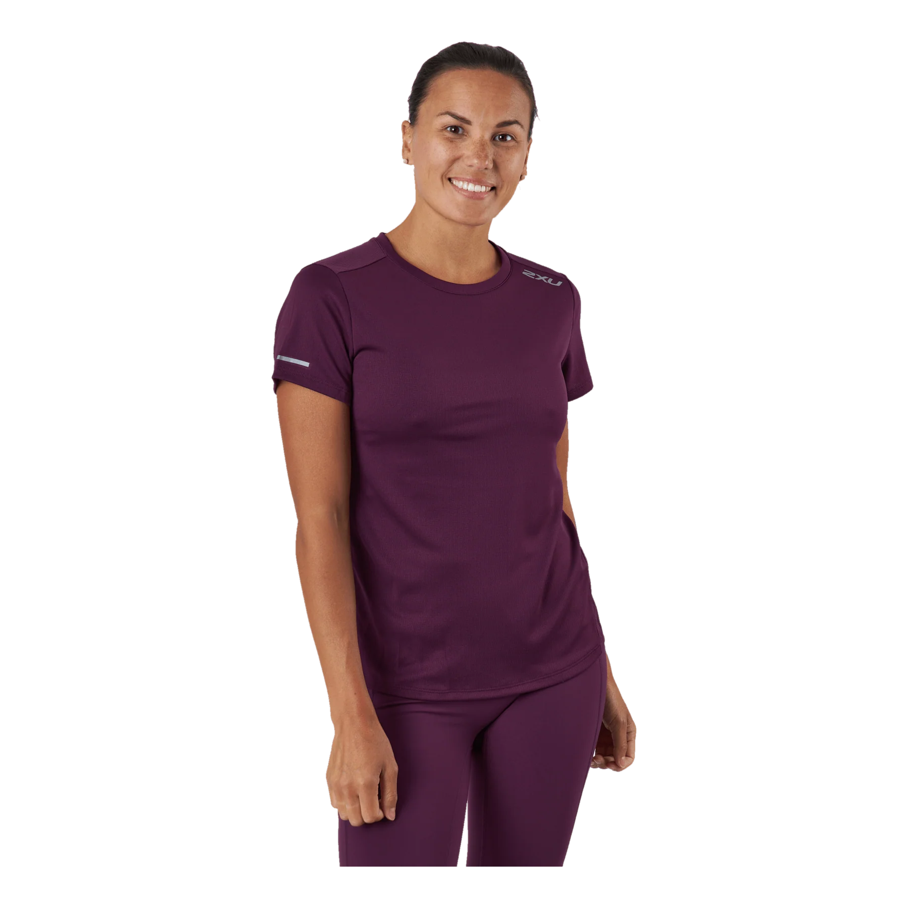 2XU Aero Tee, Laufshirt, Damen, Beet/Silver Reflective