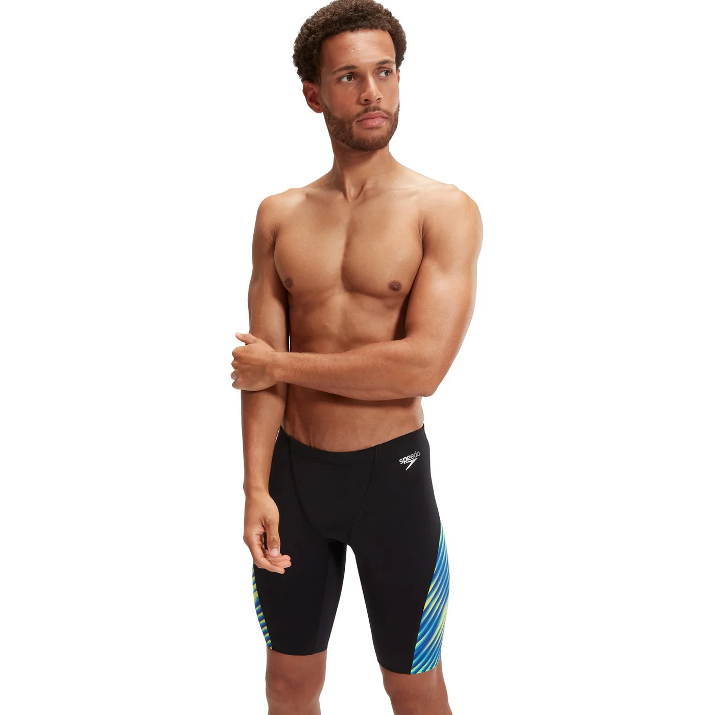 Speedo Schwimmhose mit V-Schnitt, Digitalprint, Herren, schwarz/blau/grün