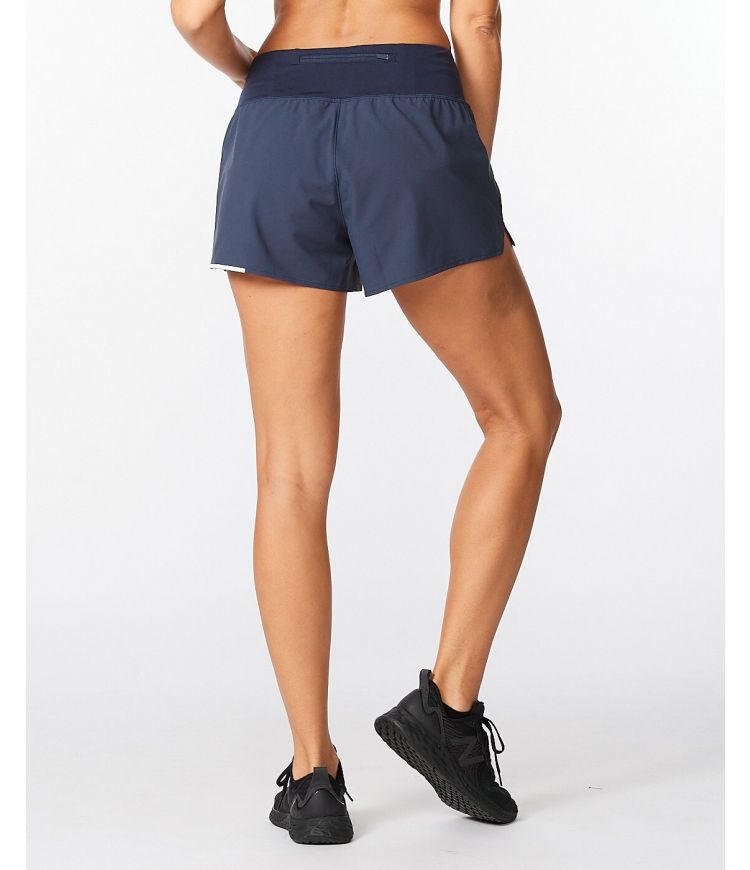 2XU Aero 2-in-1 3 inch Short, Laufshort, Damen, Moonlight/silber reflektierend