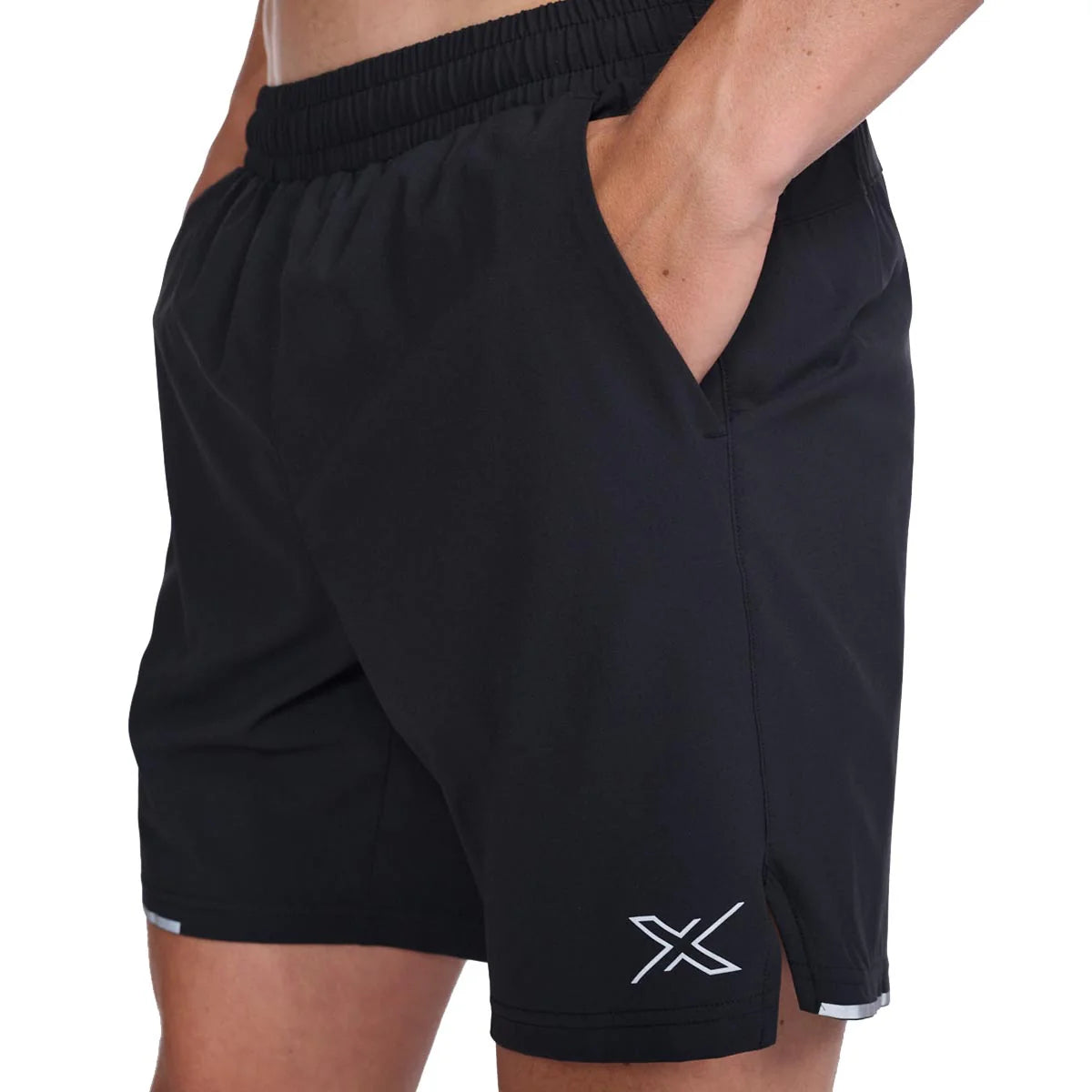 2XU Aero 7 Inch Shorts, Herren, Black/Silver Reflective