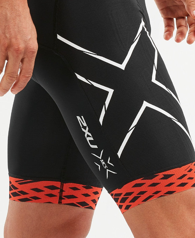 2XU Compression Tri Shorts, Herren, schwarz/White Flame Lines