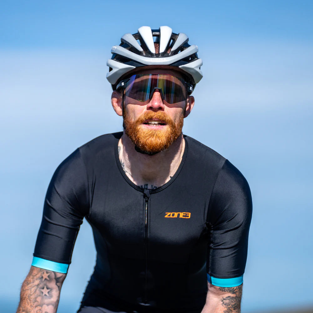 Zone3 Men's Activate Plus Short Sleeve Trisuit, Black/Neon