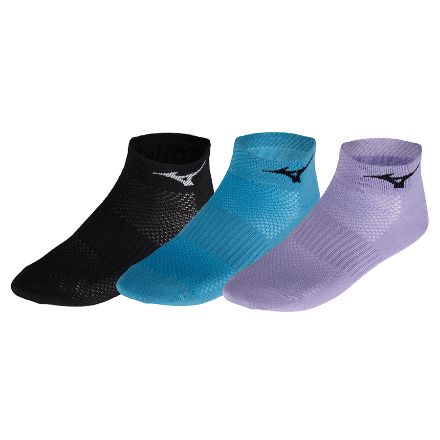 Mizuno Training Mid, Socken, 3 Paar, black/pastel lilac/mauiblue, schwarz, lila, blau