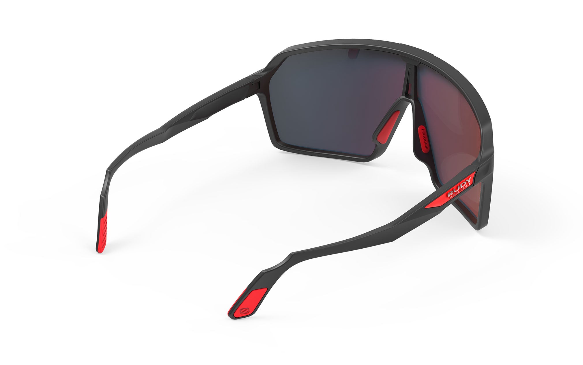 RUDY Project Sun.Spinshield Black Matte - Multilaser Red, Radbrille, Sportbrille, schwarz/rot