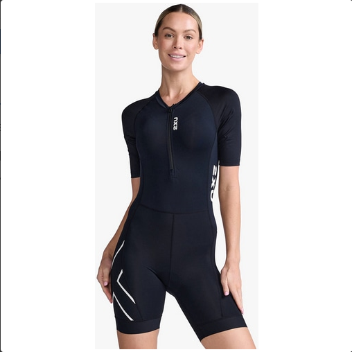 2XU Core Sleeved Trisuit, Damen, black/white schwarz/weiß