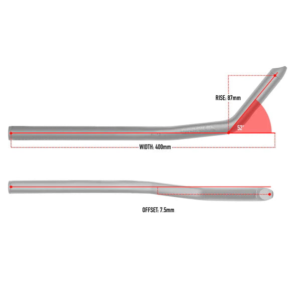 Profile Design Sonic 52a Lenkeraufsatz, Schematische Ansicht von der Seite und von oben