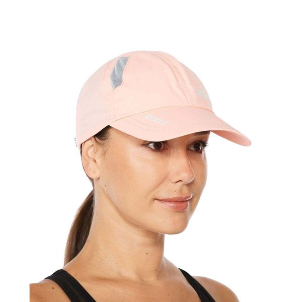 2XU Run Cap, Unisex, Pop Coral/White