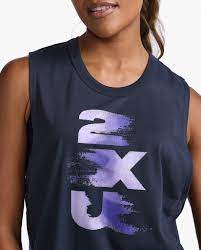 2XU Form Tank, Damen, graublau/Schriftzug lila