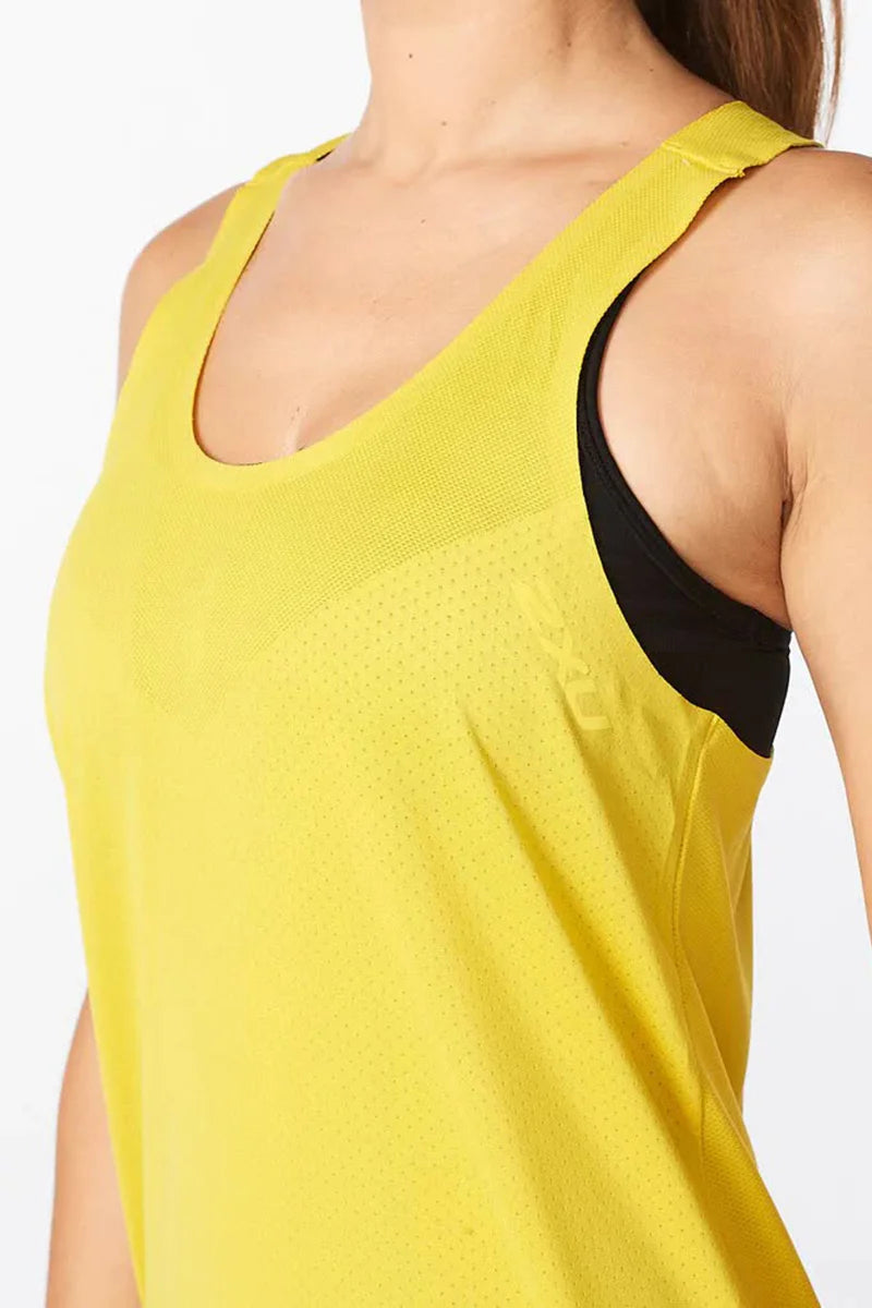 2XU Light Speed Tech Singlet, Damen, Electric Sulpher/Sulpher Reflective