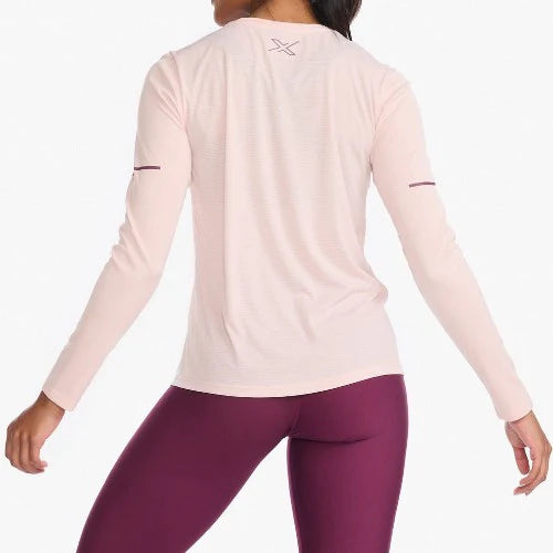 2XU Aero Longsleeve, Damen, Peach Whip/Mulberry Reflective