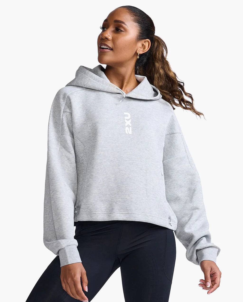 2XU Form Hoodie, Damen, grau meliert/weiß