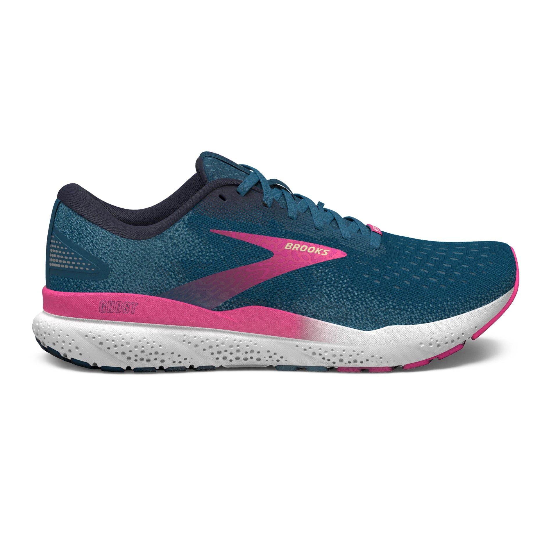 Brooks Ghost 16 GTX, Damen, Moroccan Blue/Pink/Yellow