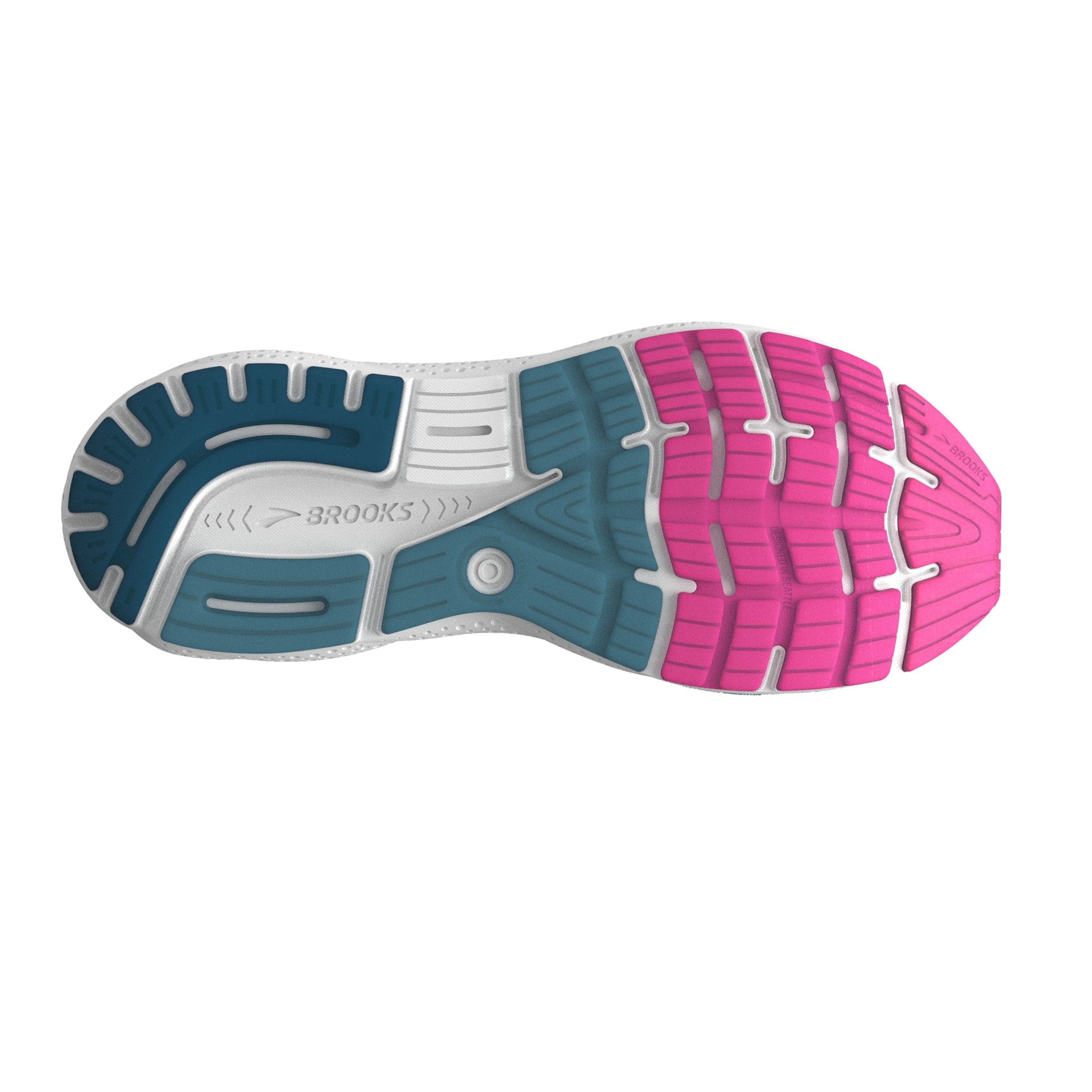 Brooks Ghost 16 GTX, Damen, Moroccan Blue/Pink/Yellow