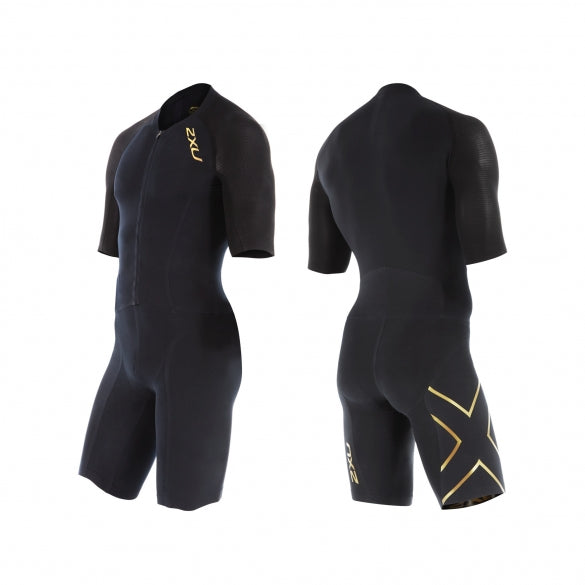 2XU Project X Sleeved Trisuit, Herren, schwarz/gold