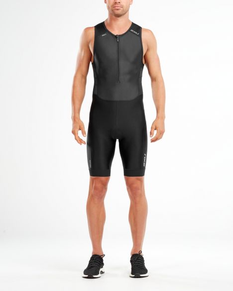 2XU Perform Front Zip Trisuit, Herren, Black/Black