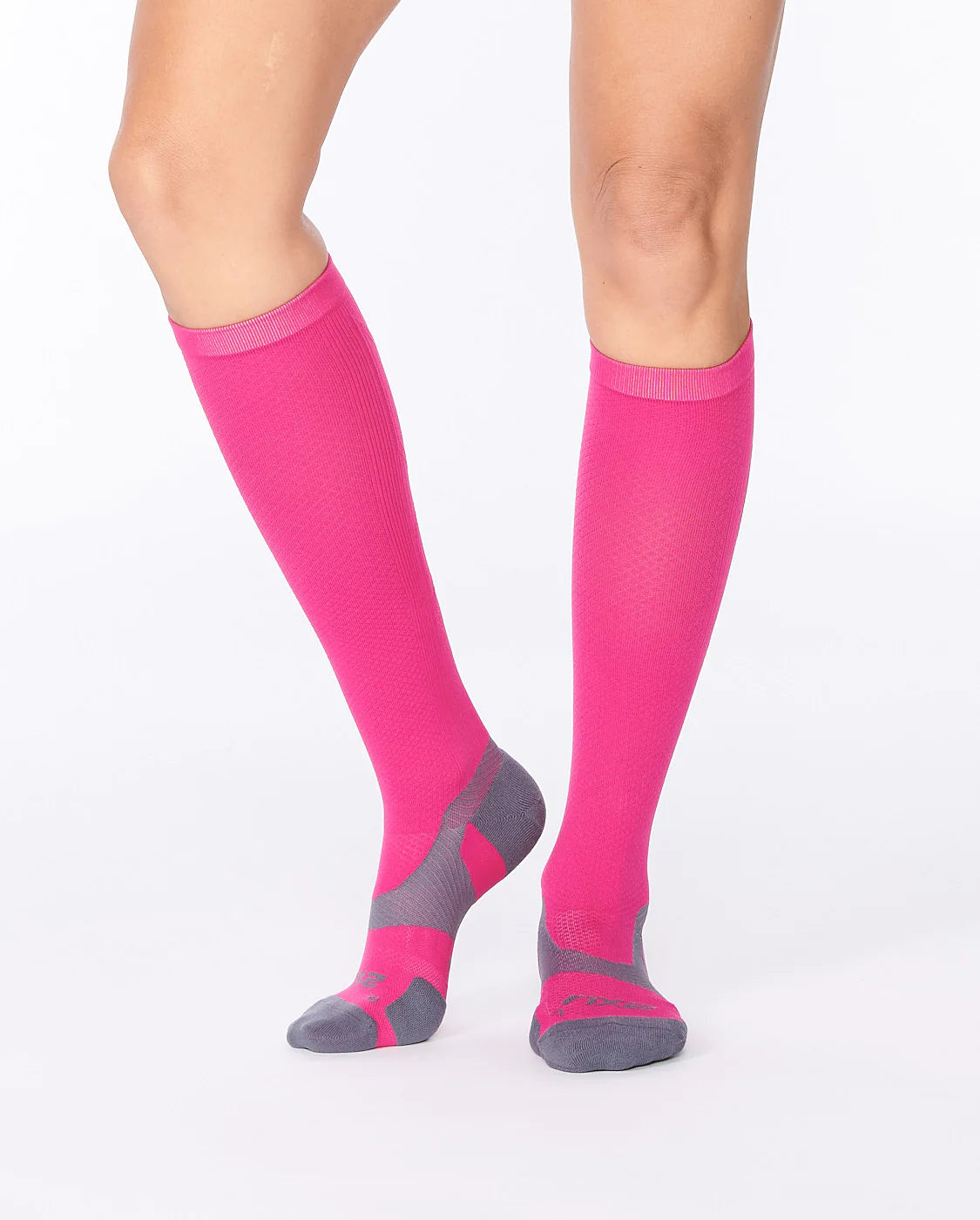 2XU VECTR L.Cush Full Length Socks, HotPink/Grey