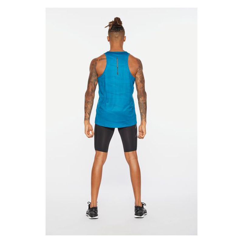 2XU Light Speed Singlet, Herren, Linear Aquamarine/Black Reflective