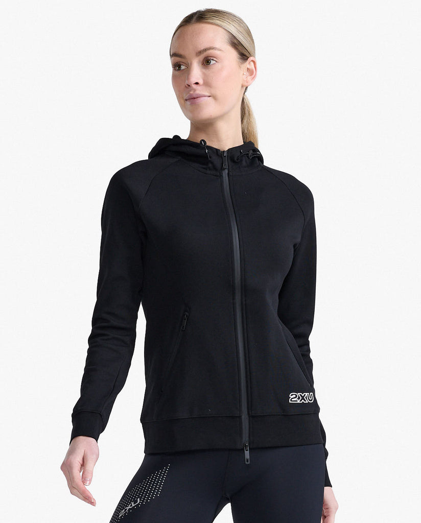 2XU Commute Full Zip Hoodie, Damen, Black/White