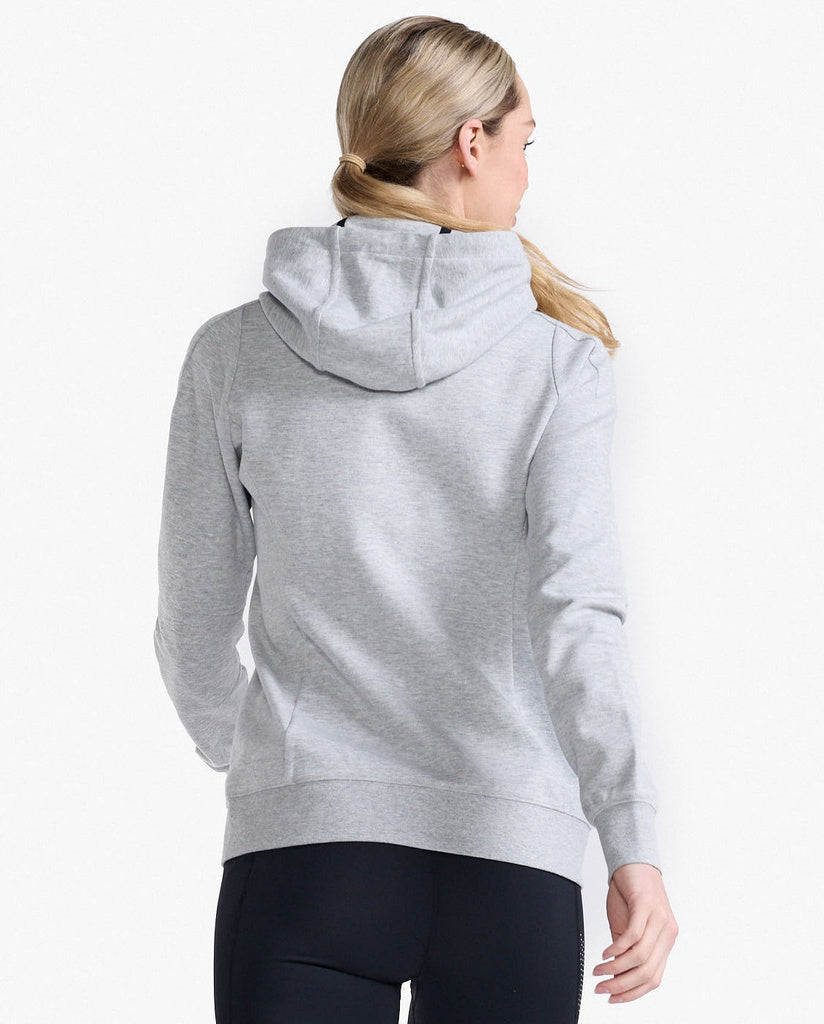 2XU Commute Full Zip Hoodie, Damen, Grey Marle/Black