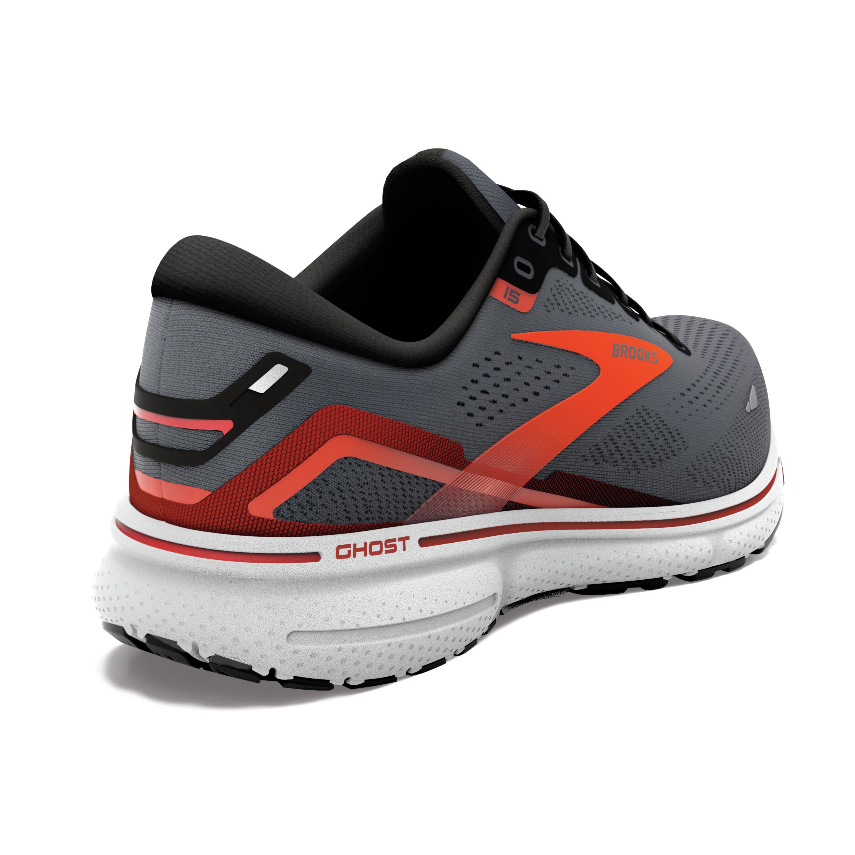 Brooks Ghost 15, Herren, ebony/black/spicy orange, grau/schwarz/orange