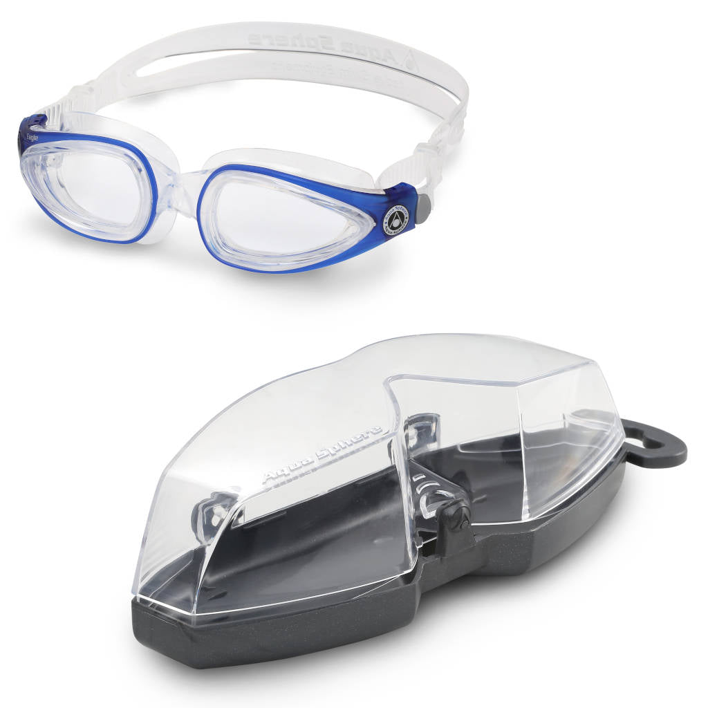 Aqua Sphere Eagle, optical swimming goggles, clear lenses, transparent/blue