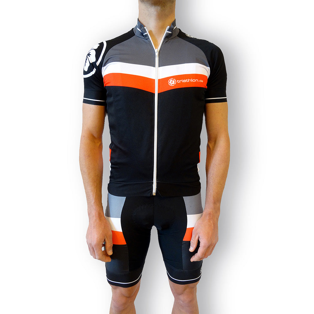 triathlon.de elite cycling jersey, men, black/grey/red